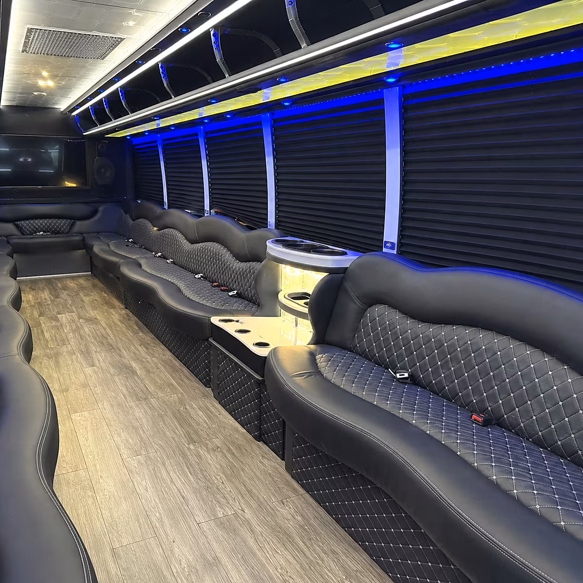 Passenger watching the Hartford scenery during a regional party bus road trip