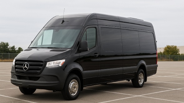 Exterior of Charter Bus Company Waterbury's 14 Passenger Sprinter Limousine in Waterbury