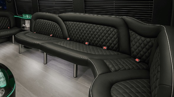 Interior of Charter Bus Company Chicopee's 15 Passenger Party Bus in Chicopee