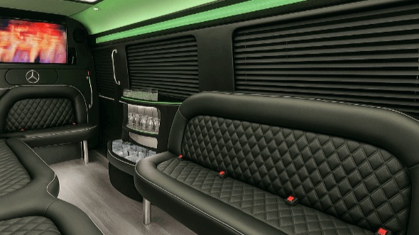 Interior of Charter Bus Company Manchester's 15 Passenger Party Bus in Manchester