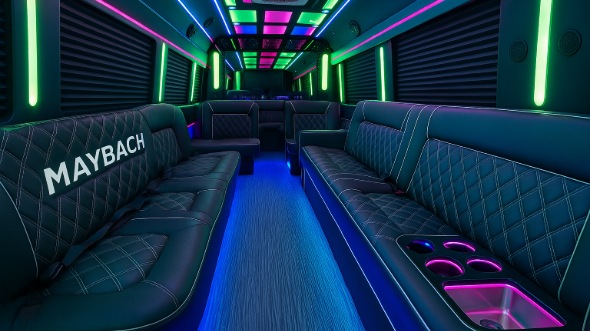 Interior of Charter Bus Company Hamden's 25 Passenger Party Bus in Hamden