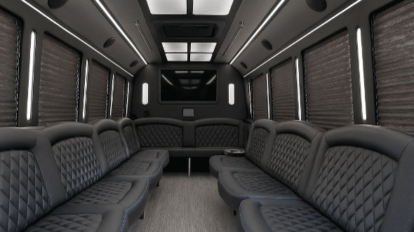 Interior of Charter Bus Company New Britain's 50 Passenger Party Bus in New Britain